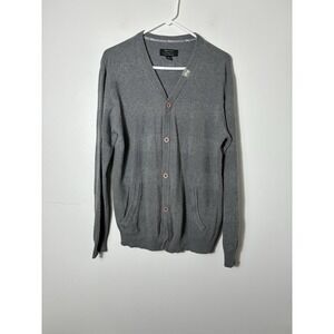 LNG Clothing And Equipment C C Cardigan Mens Large Grey Cotton Academia Preppy